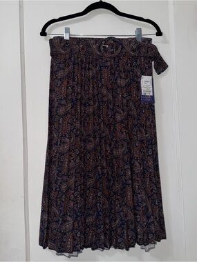 Women's Paisley Print Pleated Midi Skirt